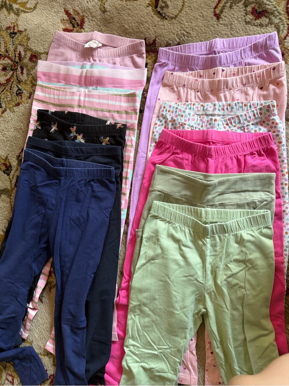 Cat & Jack Girls Mixed Color Leggings Pack - Pink, Purple, Navy, Black, Green